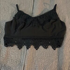 Mudd Black Crochet Trim Bralette Top